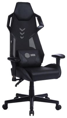 Кресло игровое Cactus CS-CHR-090BL, эко.кожа/сетка крестов. нейлон, черный