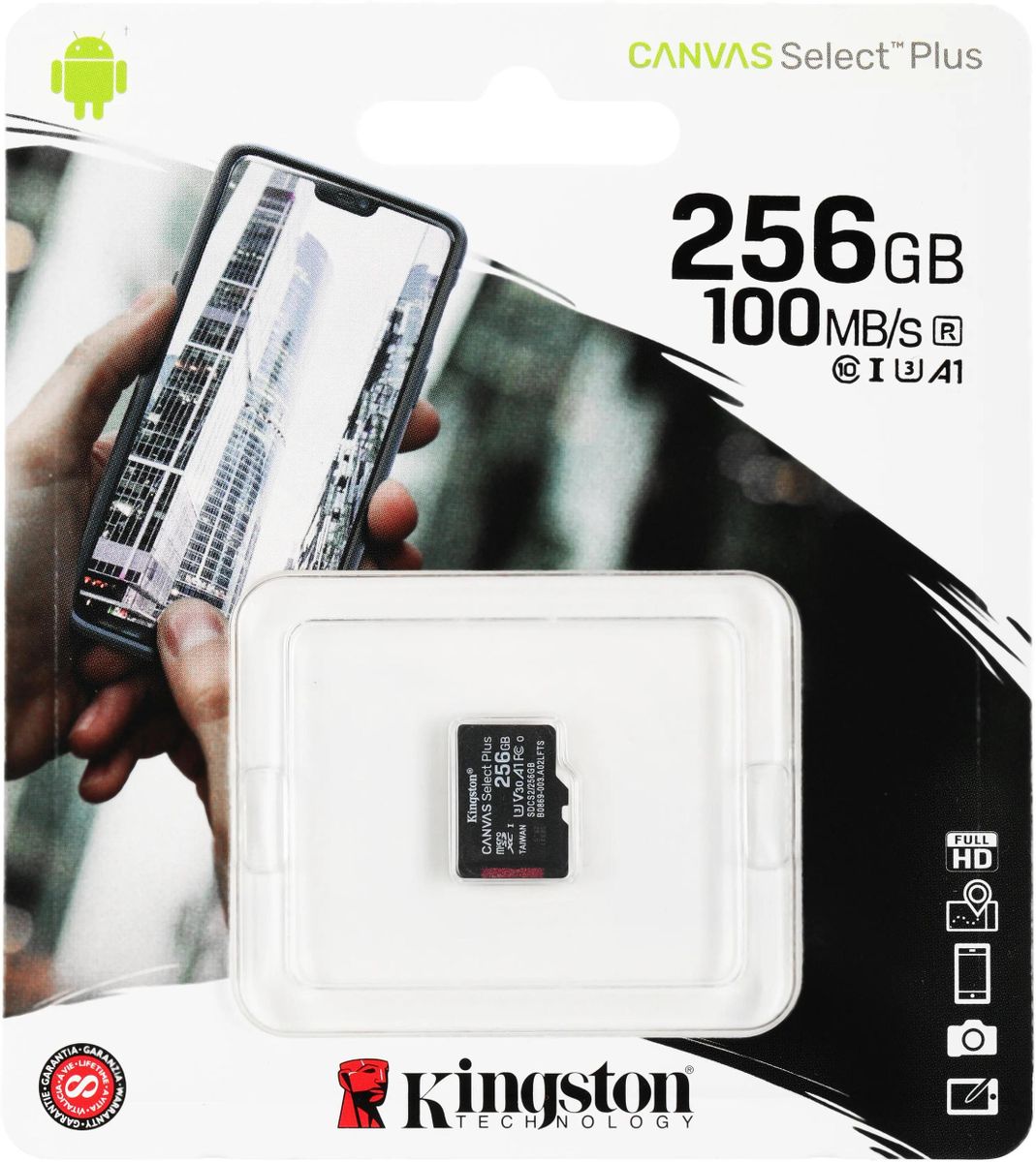 Карта памяти MicroSDXC UHS-III Card 256GB Kingston Canvas Select Plus (SDCS2/256GBSP)