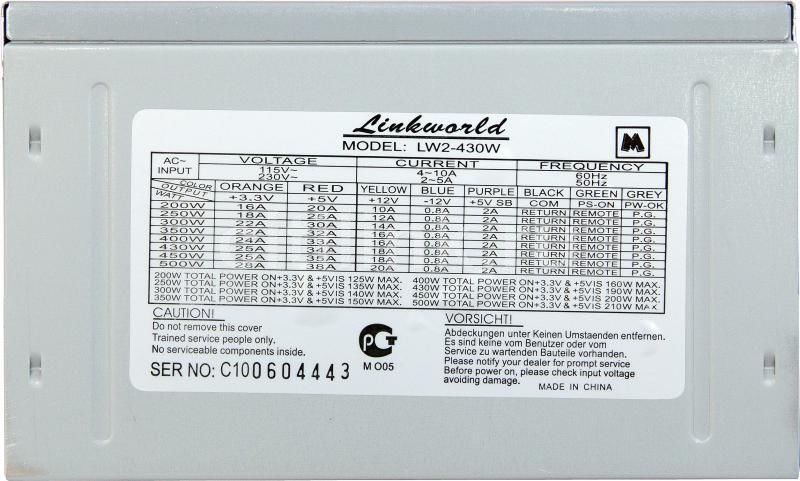 Блок питания 430W LinkWorld LW2-430W