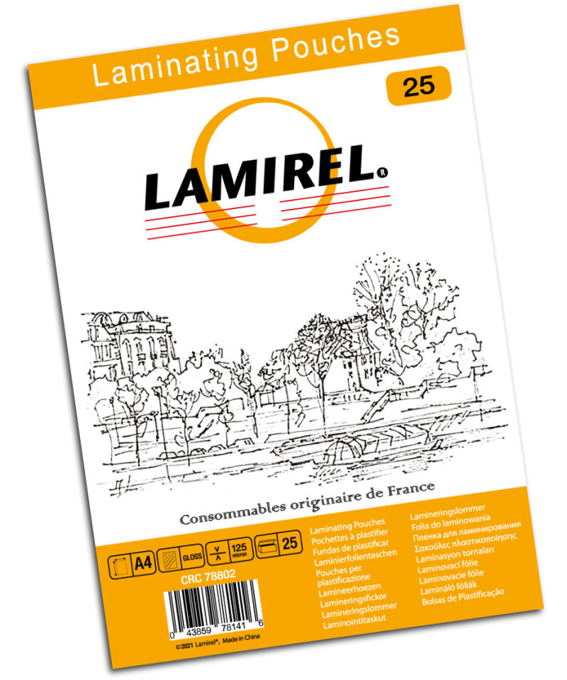 Плёнка для ламинирования А4 (216х303мм) 125 микрон (25 л.) (125мкм) Lamirel LA-78802