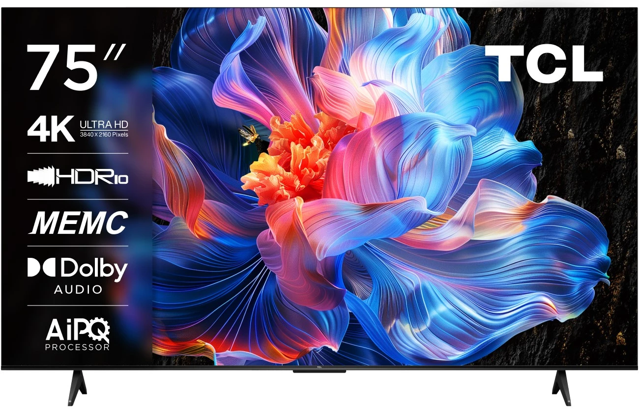Телевизор 75" TCL 75P6K 4K Ultra HD, СМАРТ ТВ, черный
