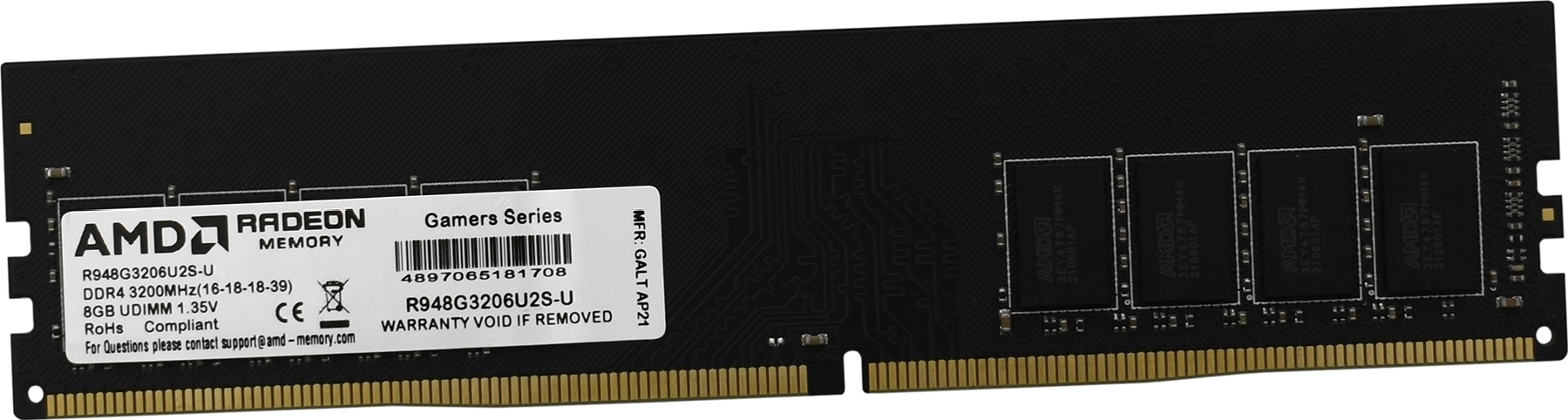 Модуль памяти DDR4 8Gb PC25600 3200MHz AMD Radeon R9 Gamer Series (R948G3206U2S-U)