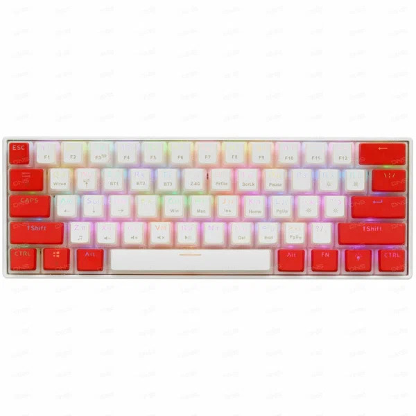 Клавиатура беспроводная механическая PANTEON T2 PRO RS, 60%, RGB, BT+2.4G, красный/белый (77)
