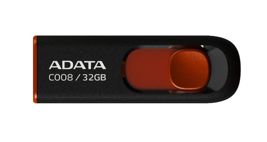 Флеш накопитель 32Gb USB 2.0 AData C008 AC008-32G-RKD, красный/черный