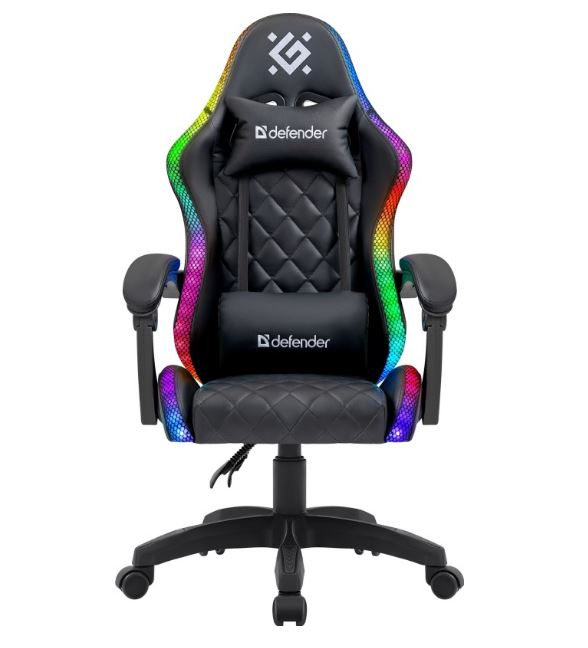 Кресло игровое Defender Energy, RGB, черный