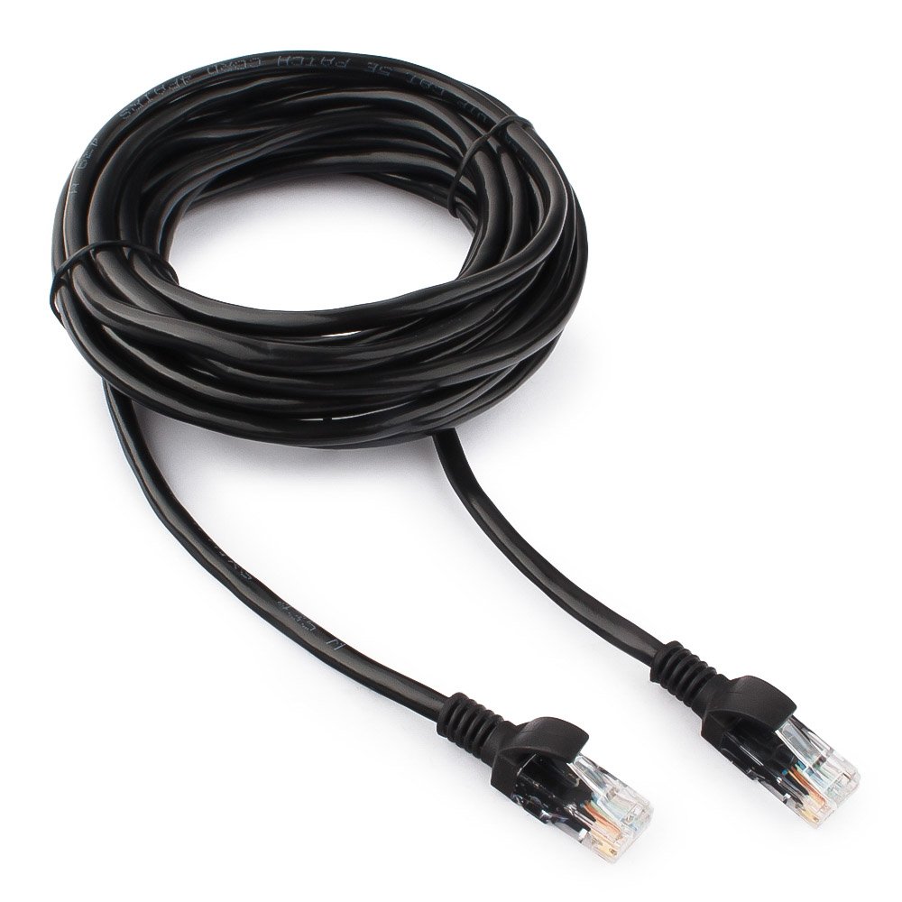 Патчкорд UTP Cablexpert PP12-5M/BK кат.5e, 5м, литой, многожильный (черный)