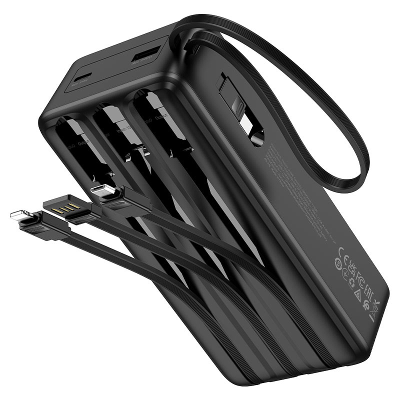 Портативный аккумулятор Hoco J146B Night tide, 4 кабеля, 30000mAh, черный