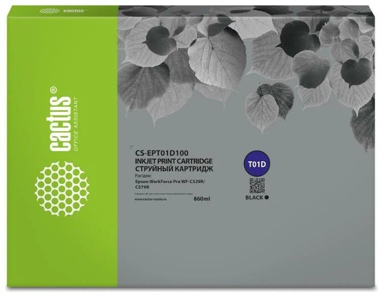 Картридж струйный Cactus CS-EPT01D100 T01D1 черный (860 мл)