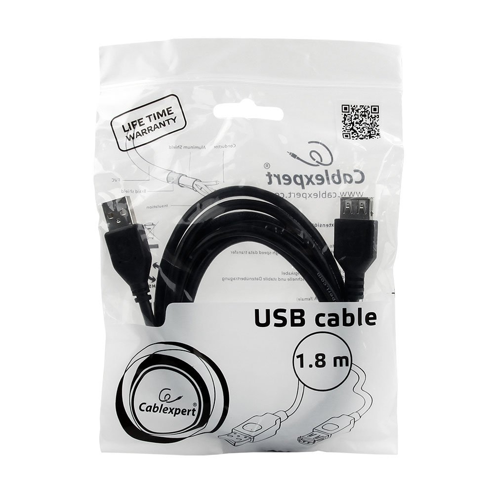 Кабель-удлинитель AM-AF, 1.8m, USB 2.0, Pro Cablexpert CCP-USB2-AMAF-6