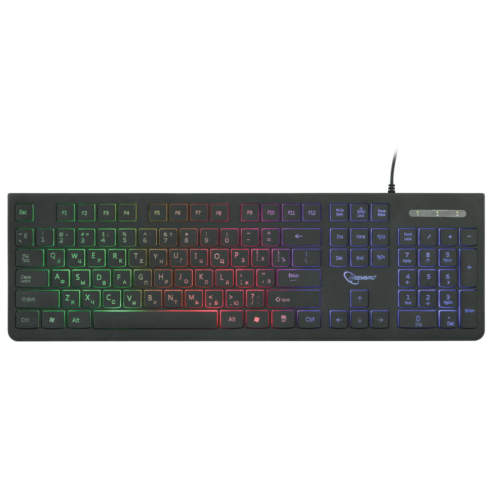 Клавиатура с подсветкой Gembird KB-250L, черный, USB