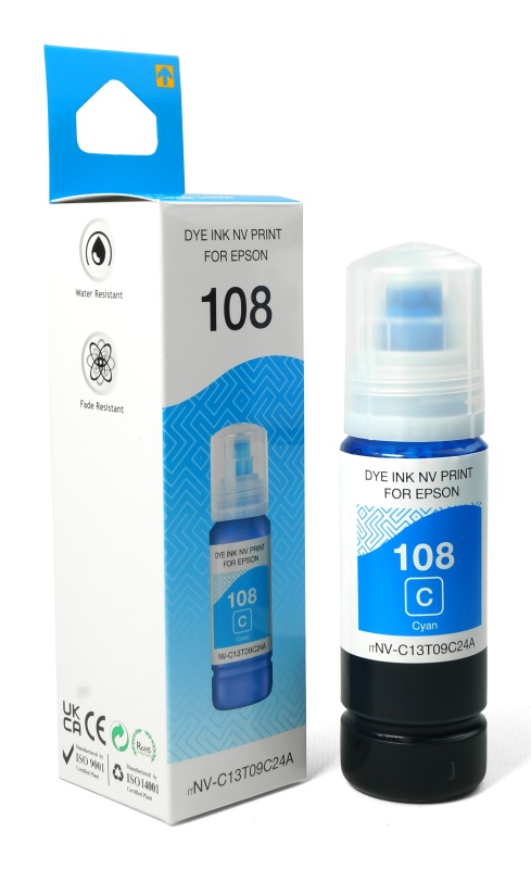 Чернила NVPrint NV-C13T09C24A 108 Cyan для Epson Ecotank L8050/L18050