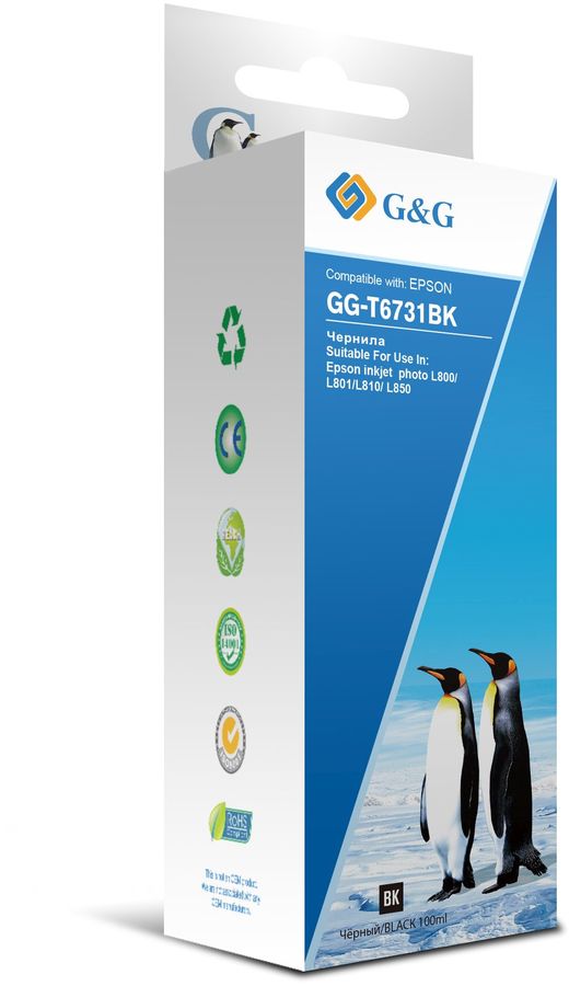 Чернила G&G (GG-T6731BK) Black (для Epson L800/L805/L810/L850 (100мл)