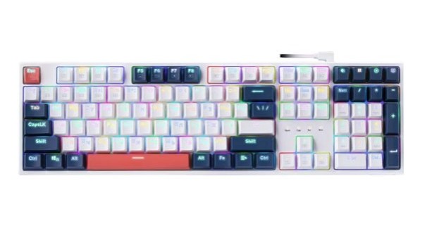 Клавиатура механическая Redragon Whisper RU, RGB, белый/синий/оранжевый