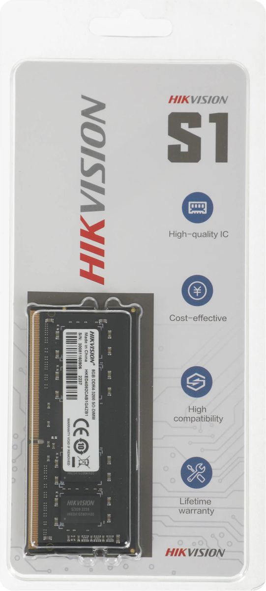 Модуль памяти SODIMM DDR4 8Gb PC25600 3200MHz Hikvision HKED4082CAB1G4ZB1/8G