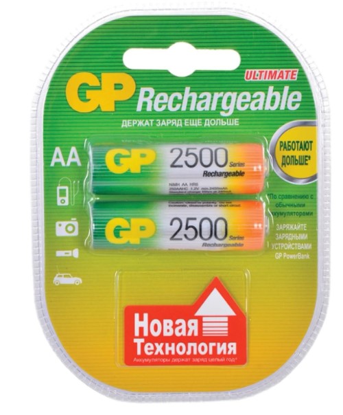 Аккумулятор GP 250AAHC AA 1.2V NI-MH 2500mAh 2шт