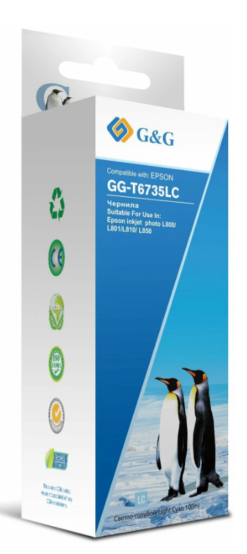 Чернила G&G (GG-T6735LC) Light Cyan (для Epson L800/L805/L810/L850 (100мл)