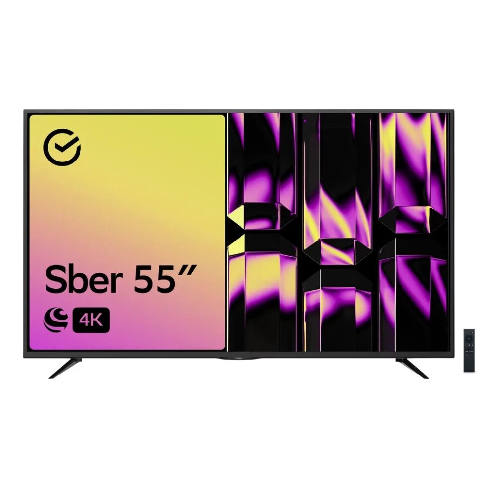 Телевизор 55" Sber SDX 55U4127B, 3840x2160, 4K Ultra HD, 60 Гц, Wi-Fi, Smart TV, СалютТВ, черный