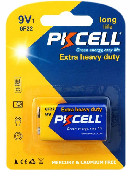 Батарейка PKCELL 6F22-1B тип - 9V(Крона) 1 шт в блистере