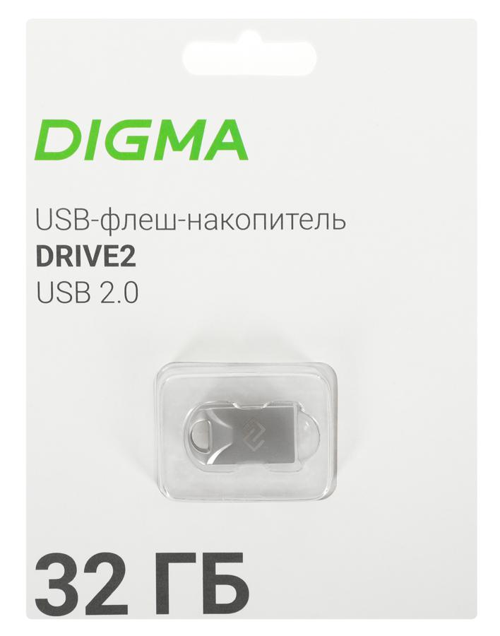 Флеш накопитель 32Gb USB 2.0 Digma DRIVE2 (DGFUM032A20SR)