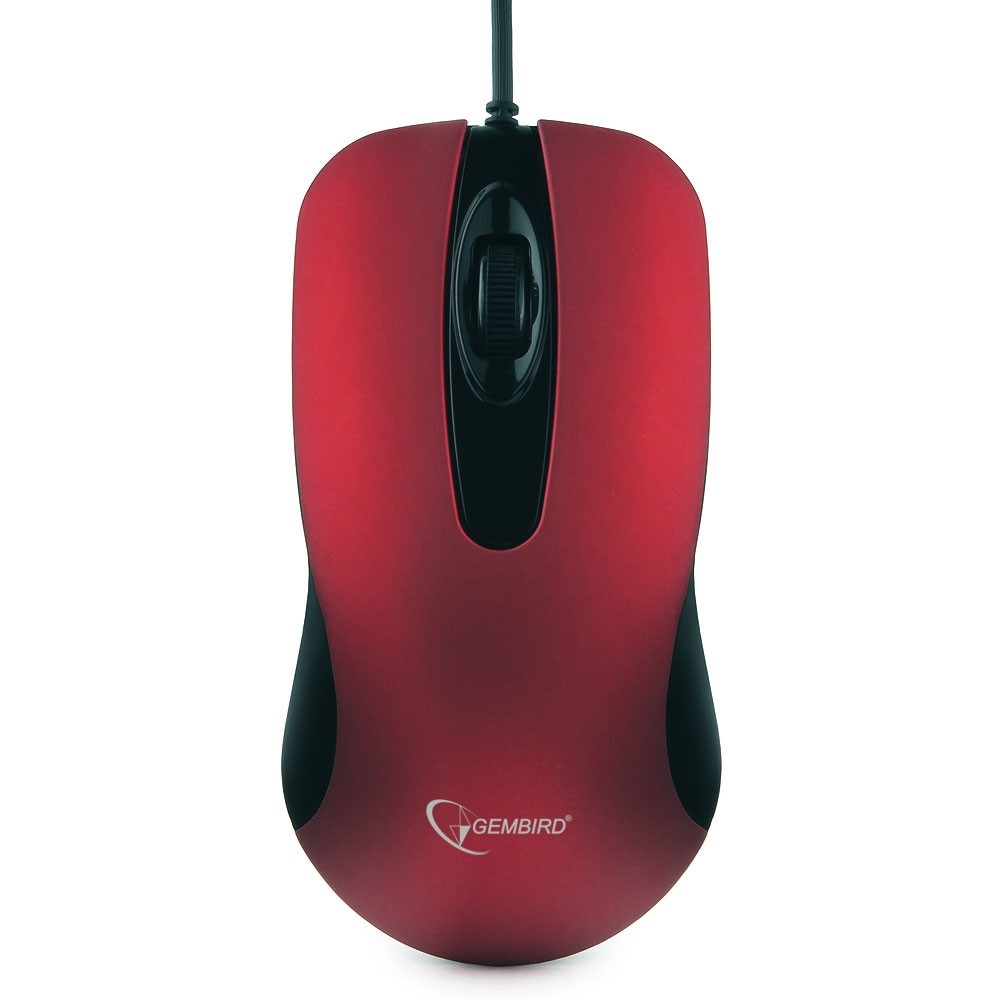 Мышь проводная Gembird MOP-400-R, красный, USB, бесшумный клик