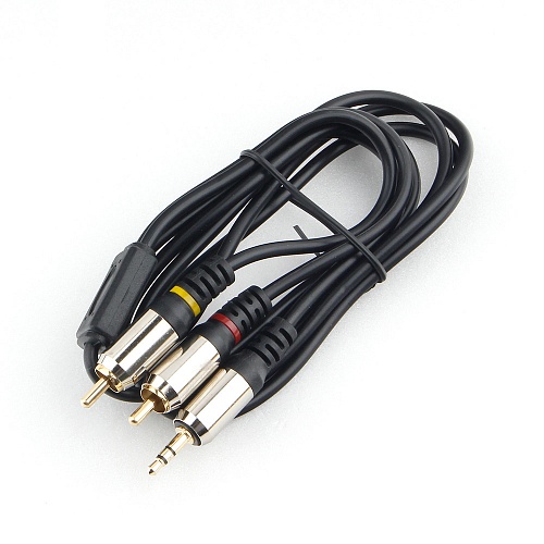 Кабель Audio 3.5мм/2*RCA Male-Male 2м Cablexpert CCAB-02-35M2RM-2MB PRO-серия, черный