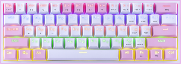 Клавиатура механическая Redragon Fizz Rainbow, бело-розовый (art 70672)