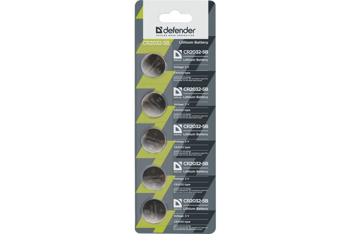 Батарейка Defender CR2032-5B 3V блистер 5шт