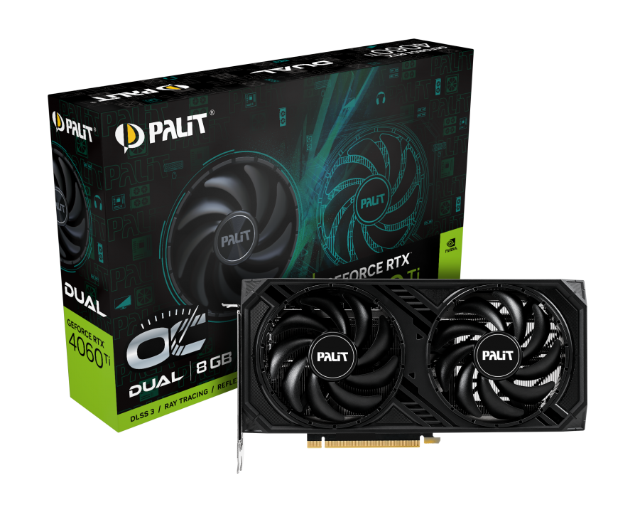 Видеокарта PCI-E 4.0 8Gb GeForce RTX 4060 Ti Palit DUAL NE6406TT19P1-1060D