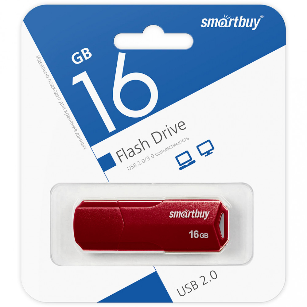 Флеш накопитель 16Gb USB 2.0 SmartBuy CLUE Burgundy (SB16GBCLU-BG)