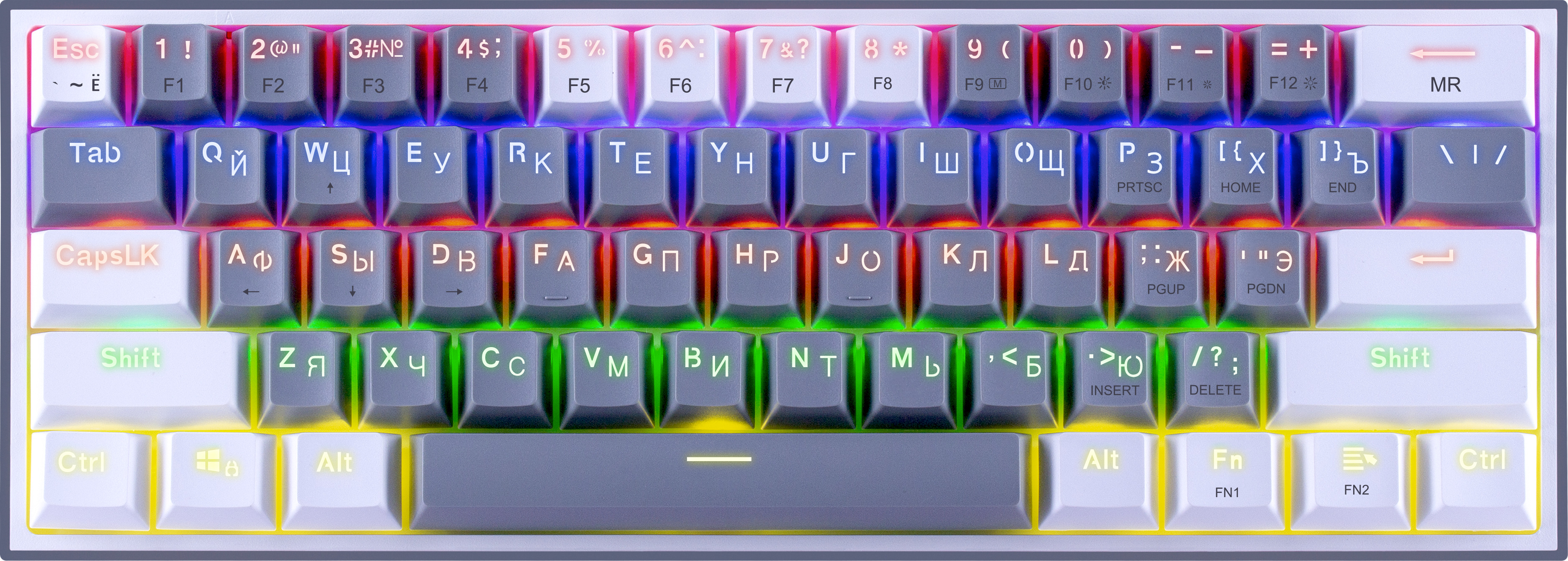 Клавиатура механическая Redragon Fizz, серый/белый (melt-gold switches, 72602)