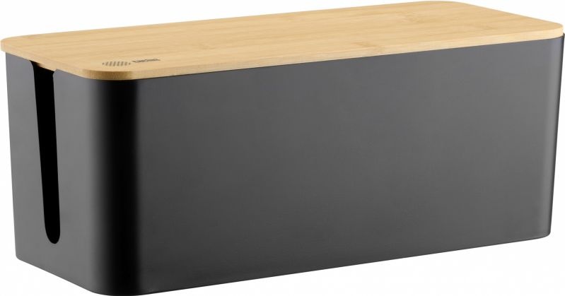 Кабельный органайзер Cactus CS-BOX-BL черный/бамбук
