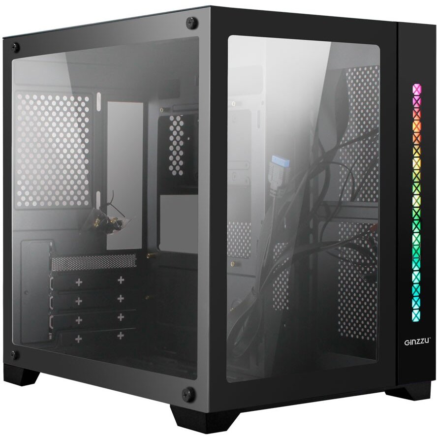 Корпус mATX кубик без БП Ginzzu V300 RGB