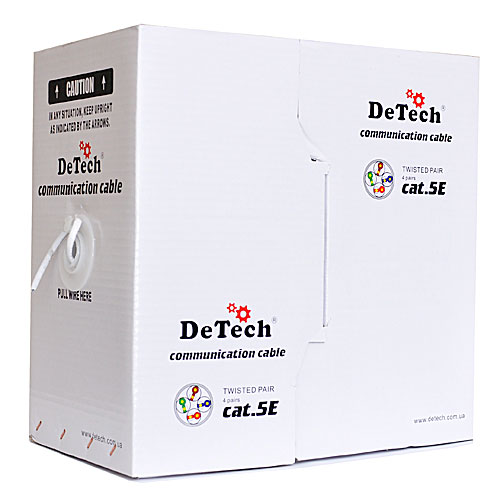 Кабель внутренний витая пара биметал (метражом) DeTech UTP CAT5E (CCA, 0.5mm)