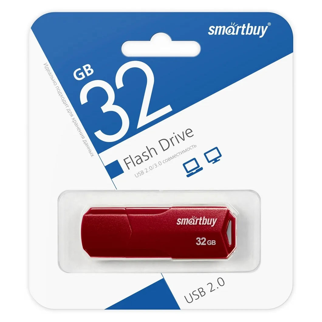 Флеш накопитель 32Gb USB 2.0 SmartBuy CLUE Burgundy (SB32GBCLU-BG)