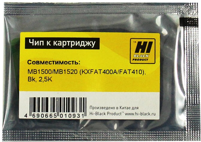Чип Hi-Black к картриджу Panasonic MB1500/MB1520 (KX-FAT400A/FAT410), Bk, 2,5K