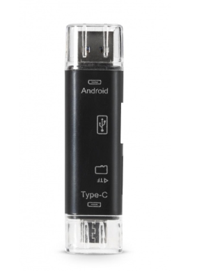 Картридер внешний OTG, Smartbuy SBR-801-S, Type-C/microUSB/USB 2.0