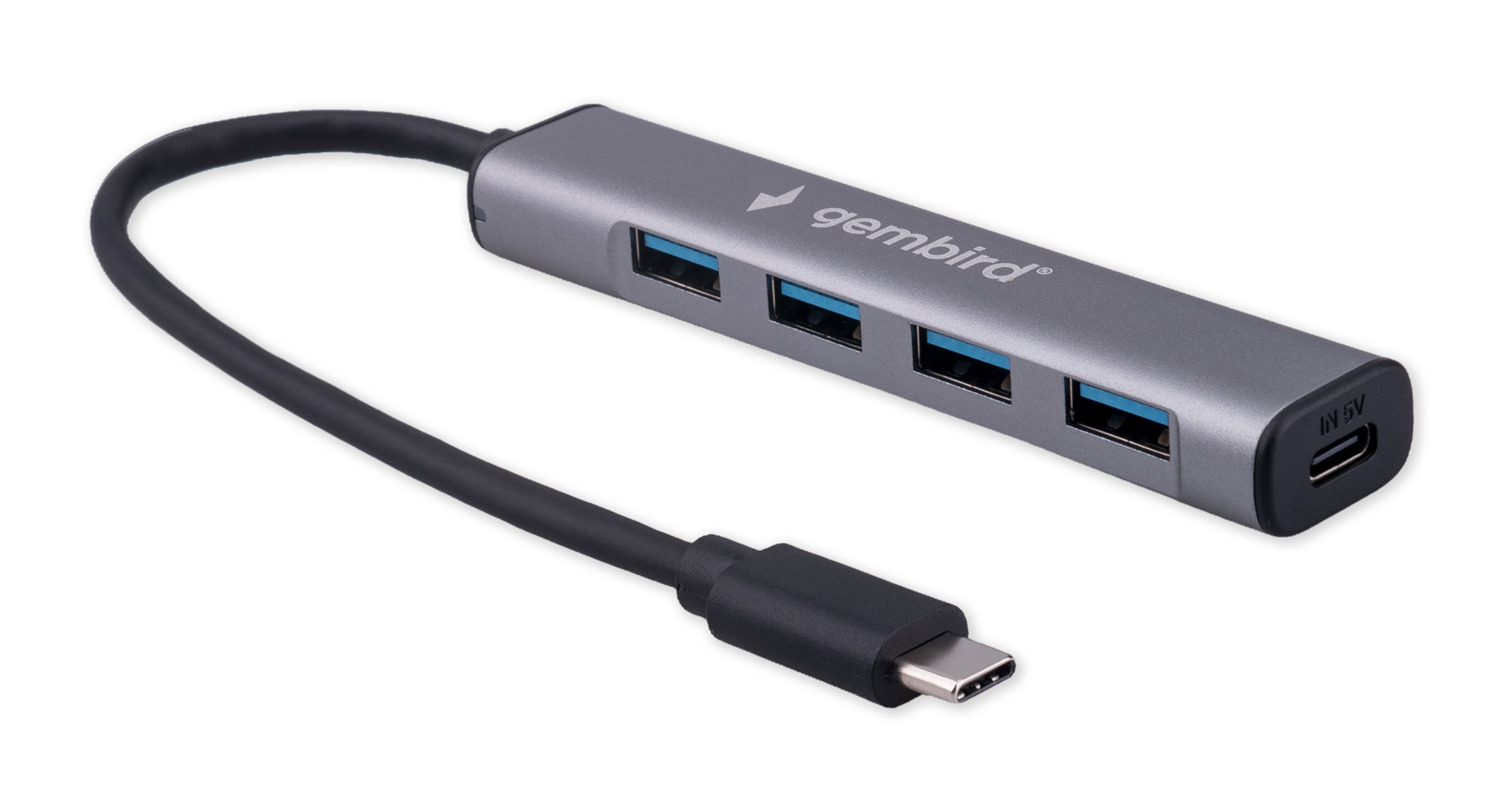 USB-концентратор Gembird UHB-C474 (4 порта USB 3.1) с доп. питанием (Type-C), кабель Type-C