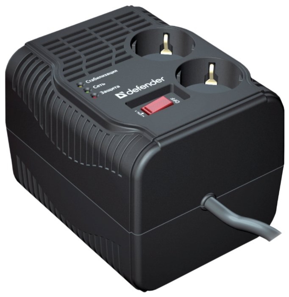 Стабилизатор напряжения Defender AVR Typhoon 1000, 320 Вт, 2 розетки