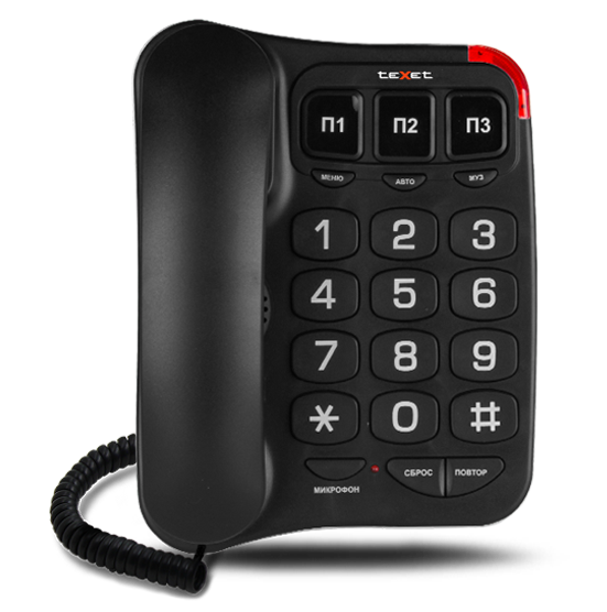 Телефон проводной teXet TX-214, черный