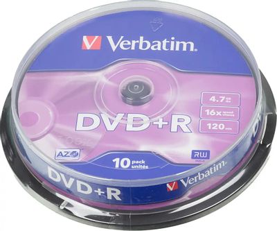Оптический диск DVD+R Verbatim 4.7 Gb, 16х, Cake Box (10шт)