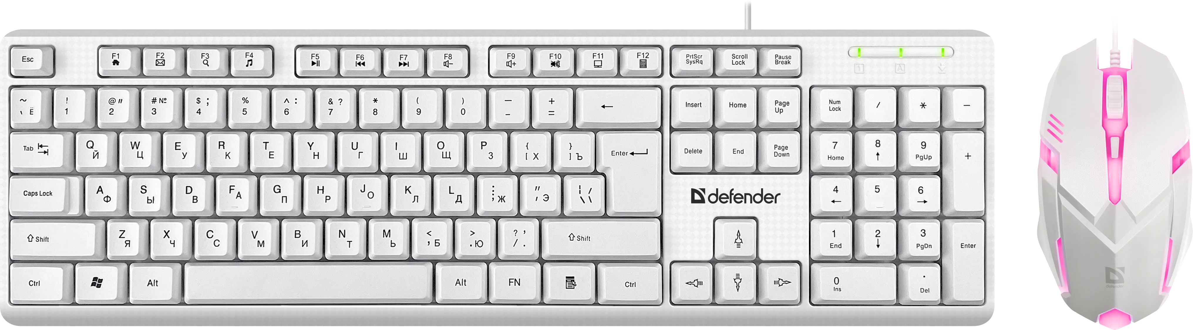 Проводной набор клавиатура + мышь Defender C-977 RU Motion, белый