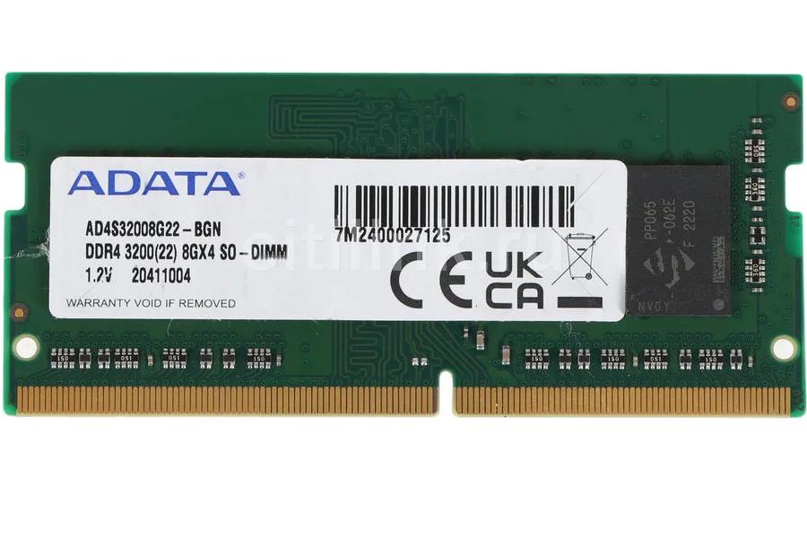 Модуль памяти SODIMM DDR4 8Gb PC25600 3200MHz ADATA CBDAD4S32008G22-BGN