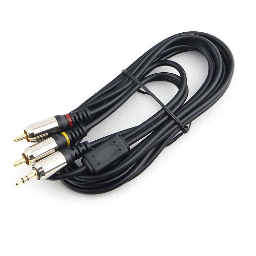 Кабель Audio 3.5мм/2*RCA Male-Male 3м Cablexpert CCAB-02-35M2RM-3MB PRO-серия, черный