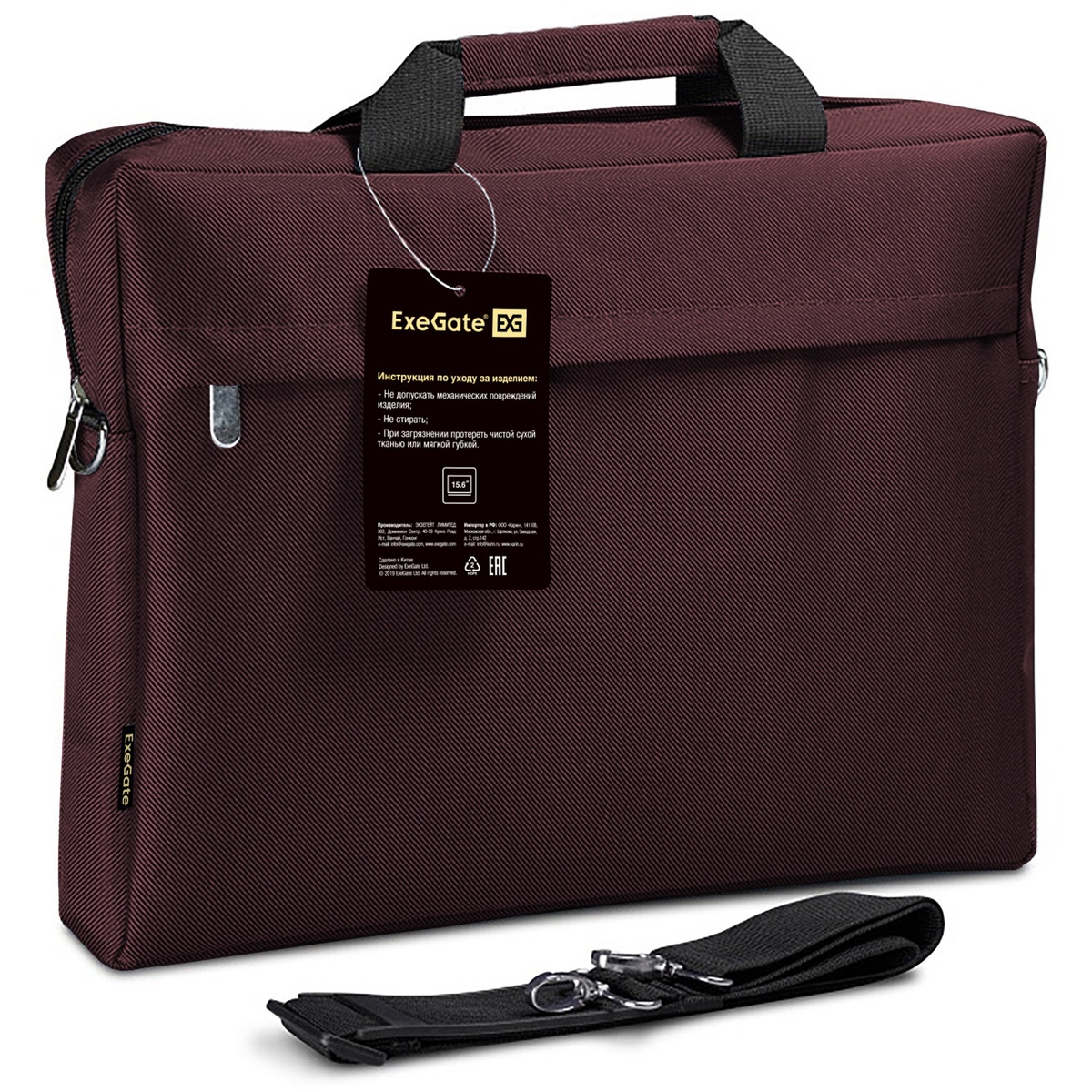 Сумка для ноутбука 15,6" ExeGate EX212308RUS Start S15 Charcoal, темно-коричневая
