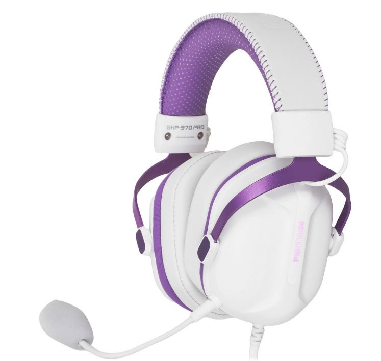 Гарнитура игровая PANTEON GHP-970 PRO WH-P, Белая-Фиолетовая