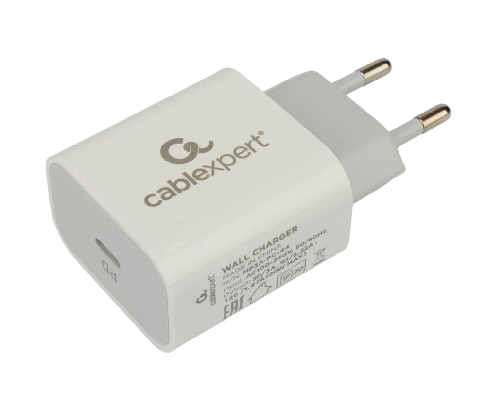 Универсальное СЗУ Cablexpert MP3A-PC-44 (20Вт, 1 Type-C, 3А), QC3.0/PD, белый