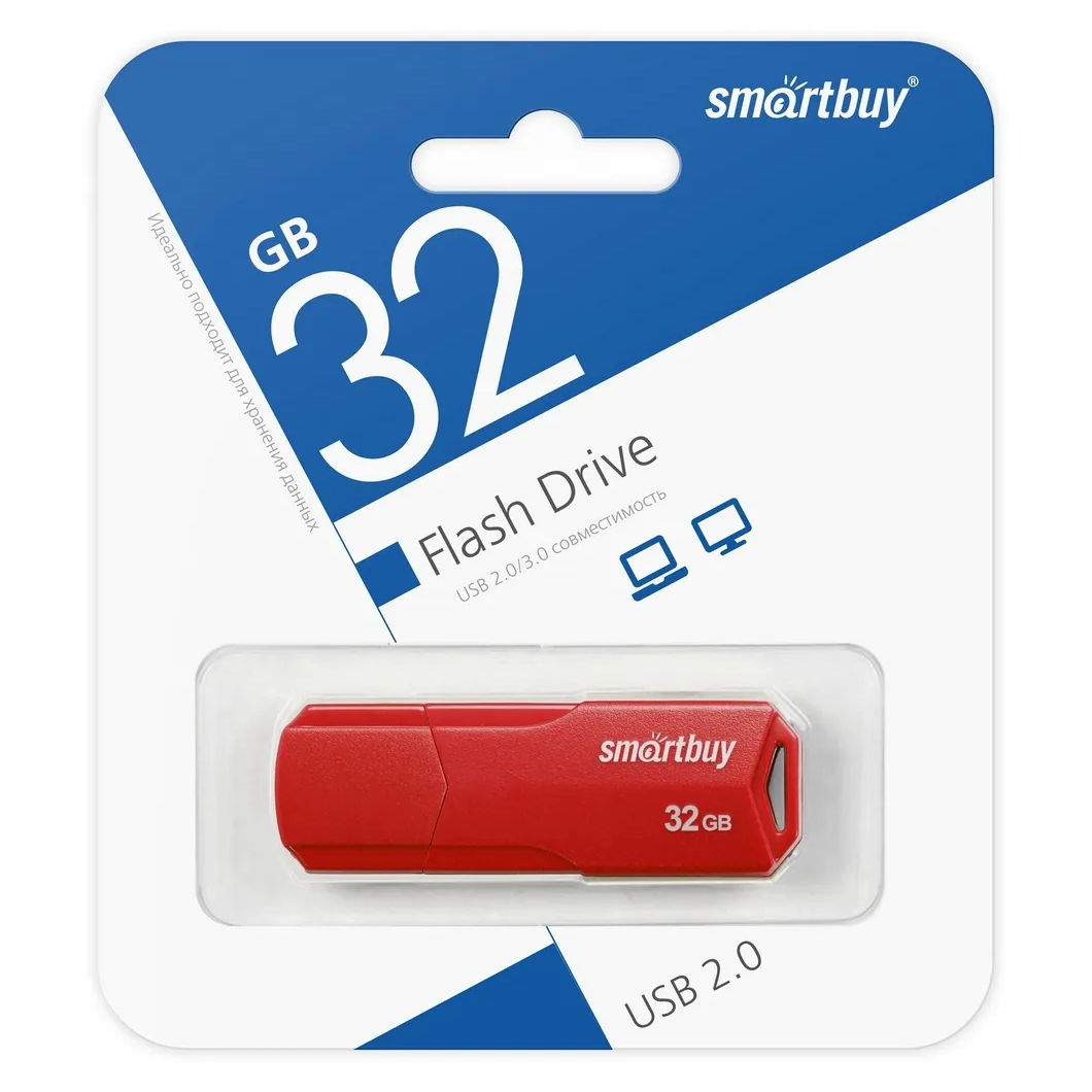 Флеш накопитель 32Gb USB 2.0 SmartBuy CLUE Red (SB32GBCLU-R)