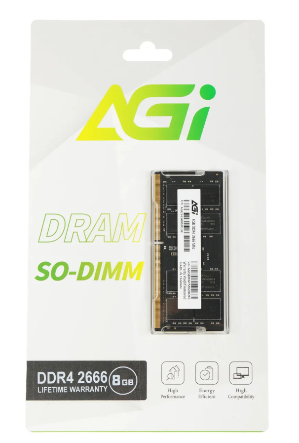Модуль памяти SODIMM DDR4 8Gb PC21300 2666MHz AGI SD138 (AGI266608SD138)