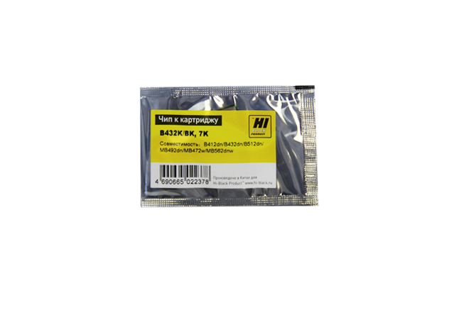 Чип Hi-Black для Oki B412/B432/B512/ MB492/MB472/MB562 (45807106), Bk, 7K
