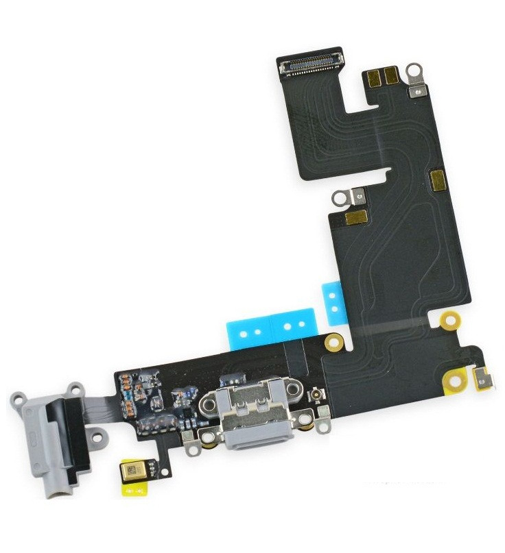 Шлейф для iPhone 6 Plus + разъем зарядки + разъем гарнитуры + микрофон (белый)